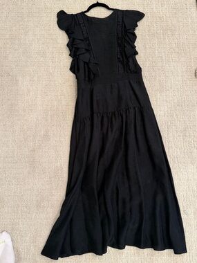 Sandro Black Dress with Subtle Textured Panels